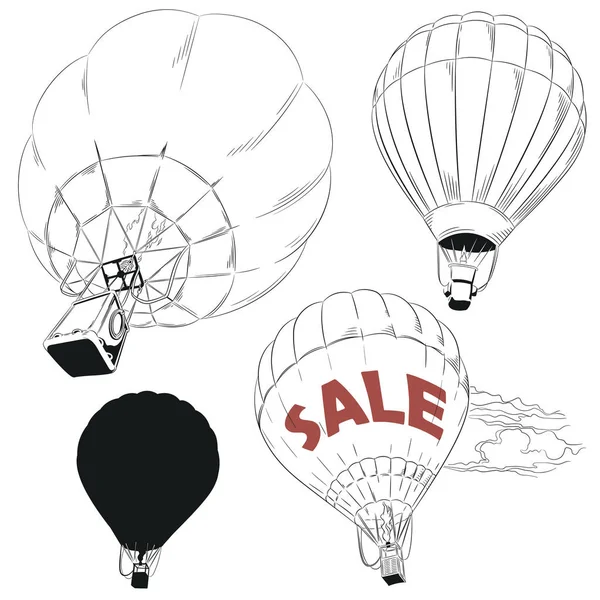 Flying hot air balloon. Stock illustration. — Stock Vector