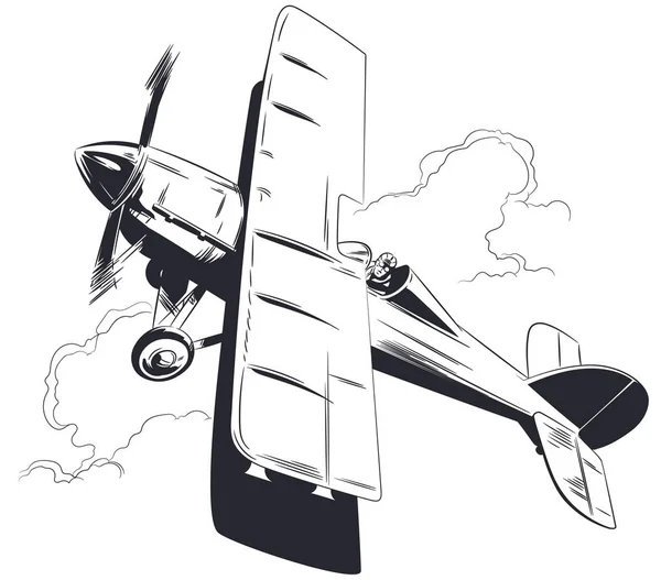 Malé letadlo plující nad mraky. — Stockový vektor