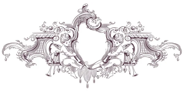 Cadre vectoriel de luxe avec bordure en style rococo — Image vectorielle