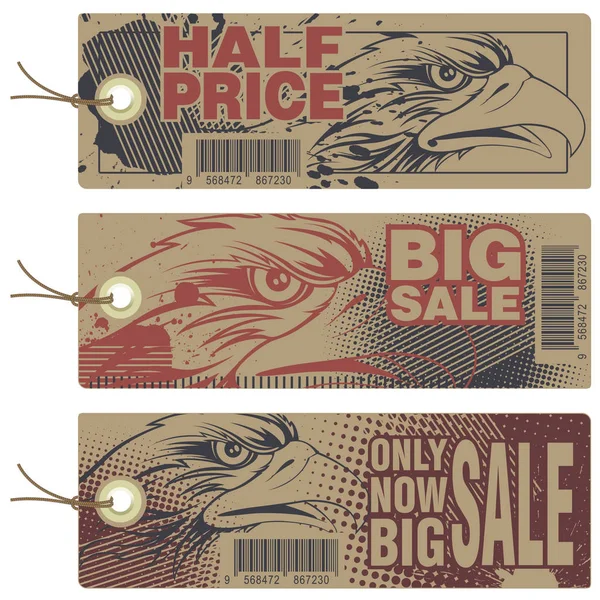 Sale and Discount tags. American eagle. — Stock Vector