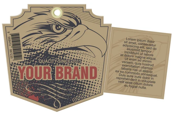 Etiqueta de marca en la ropa. Águila americana . — Vector de stock