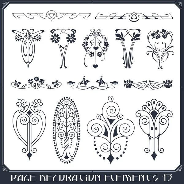 Conjunto vetorial de elementos de design caligráfico e decoração de página. —  Vetores de Stock