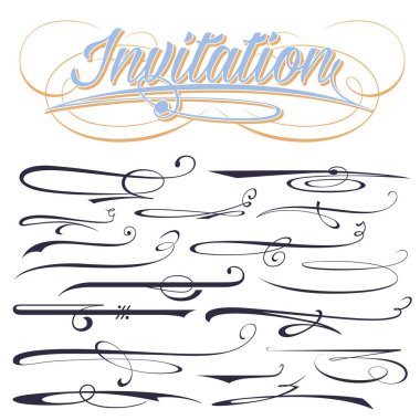 vector set of calligraphic elements for design inscriptions in r clipart
