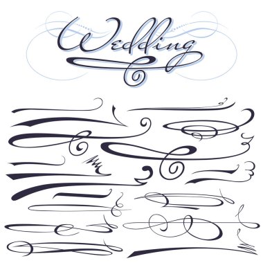 vector set of calligraphic elements for design inscriptions in r clipart
