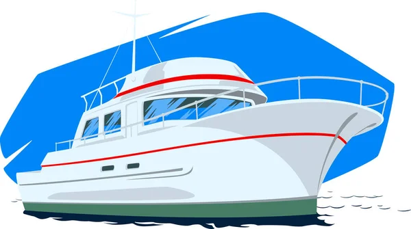 Grande Yacht Motore Corso Mare Illustrazione Delle Scorte — Vettoriale Stock