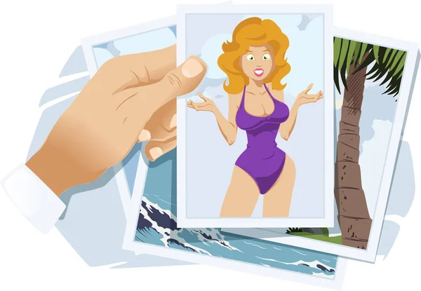 Photos Vacation Girl Swimsuit Recreation Funny People Stock Illustration — Stock Vector
