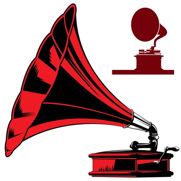 Illustration Vieux Gramophone Appareils Musicaux — Image vectorielle