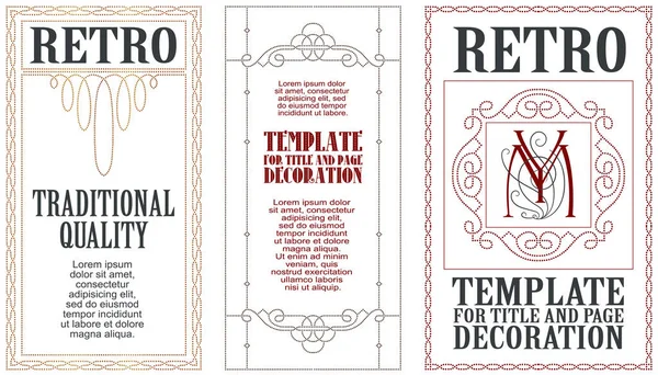 Decorative Borders Frames Art Nouveau Style Template Advertisements Greeting Cards — Stock Vector