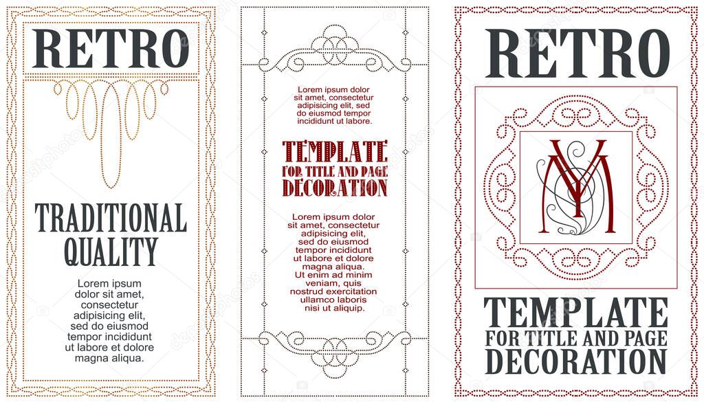 Decorative borders and frames Art Nouveau style. Template for advertisements, greeting cards, wedding and other invitations. 