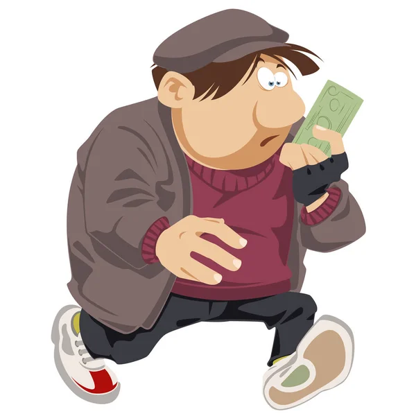 Surprised Beggar Bill His Hands Funny People Stock Illustration — Stock Vector