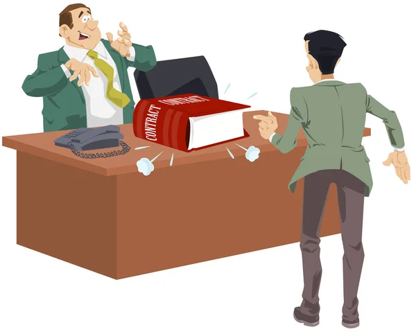 Demande Emploi Patron Donne Employé Contrat Signer Des Gens Drôles — Image vectorielle