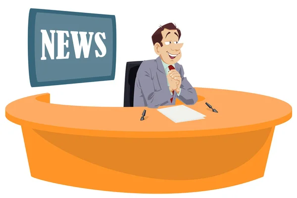Happy Man News Anchor Reporter Funny People Stock Illustration — Stock Vector