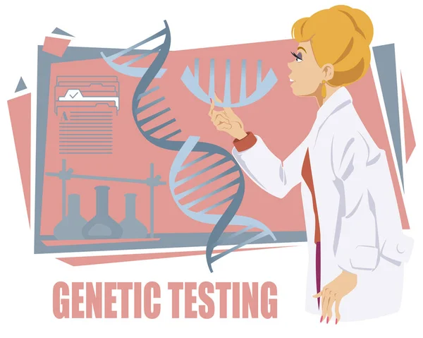 Laboratorieforskning Vetenskapsman Jobbet Genetisk Testning Illustration För Internet Och Mobil — Stock vektor