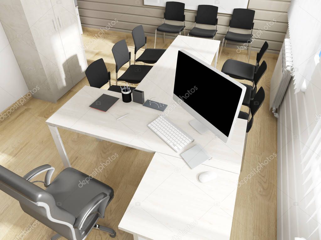 Office interior in modern style 3d rendering
