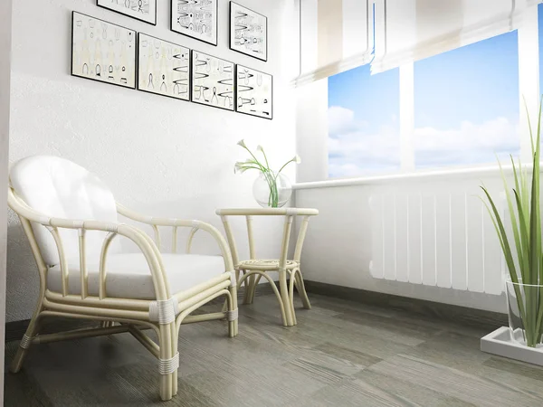 Sofá branco no interior moderno, 3 d renderização — Fotografia de Stock