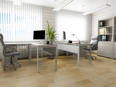 Ofis iç modern tarzı, 3d render