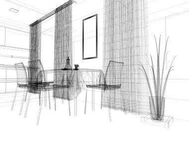 modern iç mutfak, şık iç tasarım, 3d render