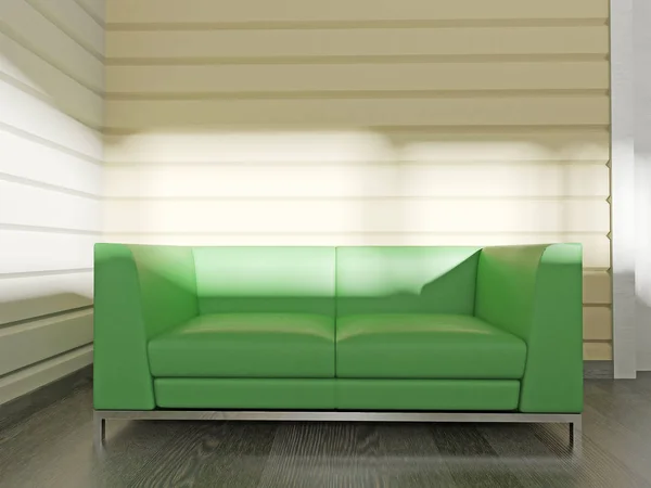 Sofá Verde Interior Moderno Renderização — Fotografia de Stock