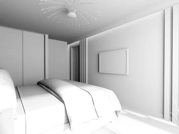 渲染的现代风格的卧室 — 图库照片