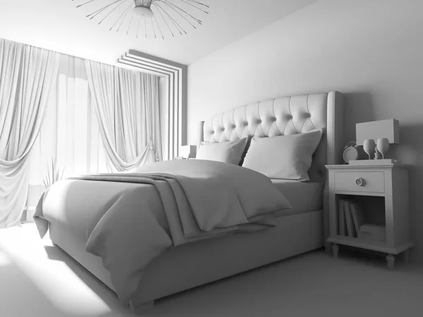 Bedroom Contemporary Style Rendering — Stock Photo, Image