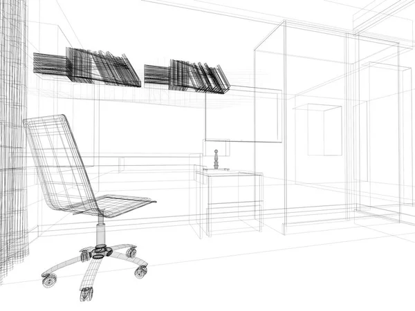 Modern Işyerinde Render — Stok fotoğraf