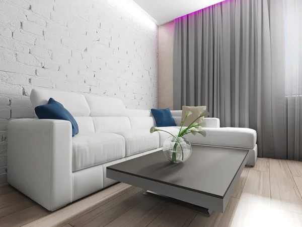 Moderno interior de la sala de estar, 3d renderizado — Foto de Stock