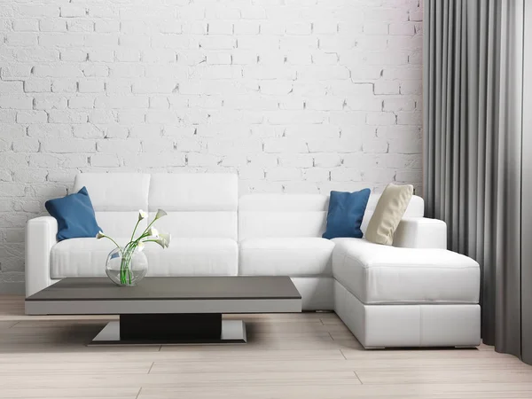 Interior moderno da sala de estar, 3d renderização — Fotografia de Stock