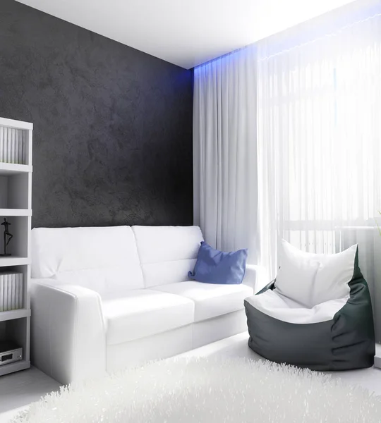 Modernes Interieur des Wohnzimmers, 3 d Rendering — Stockfoto