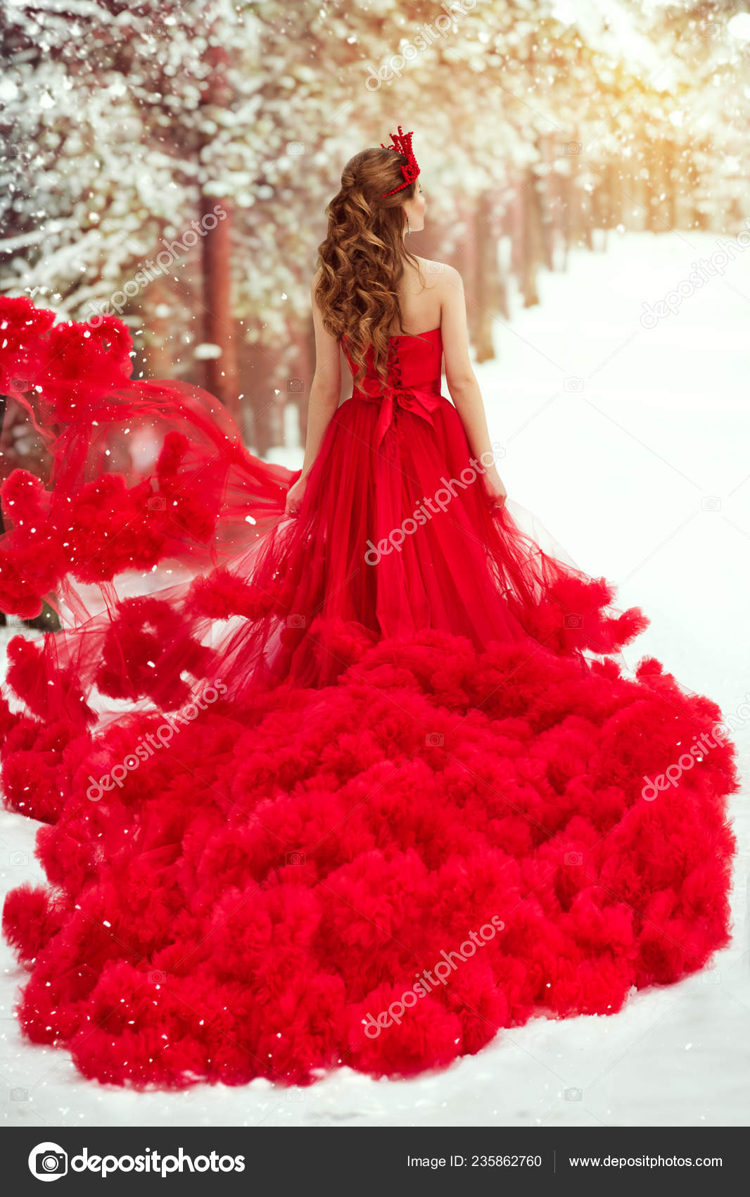 red winter dress