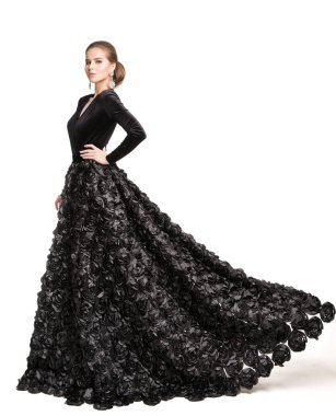 Moda Mankeni Siyah Elbise, Uzun Gece Elbisesi Zarif Kadın