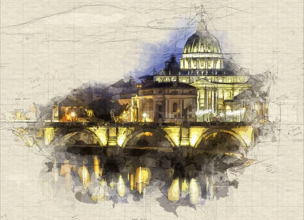 Illustration of Saint Peter Basilica in Rome