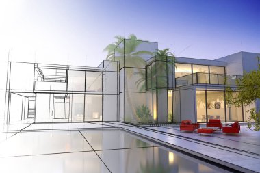 Luxury villa design in progress clipart