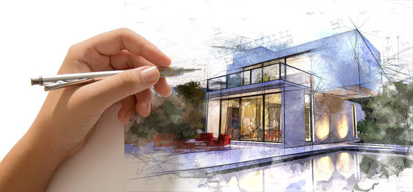 Озил тянет белую виллу с бассейном
