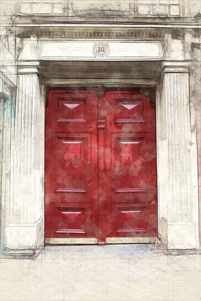 古典的な赤いドア — ストック写真