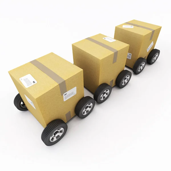 Cardboard boxes convoy — Stock Photo, Image