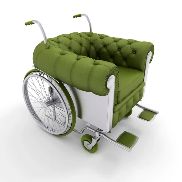 Zielony skórzany klub wózek inwalidzki — Zdjęcie stockowe