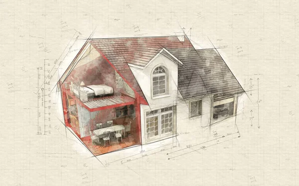屋内と屋外の家 — ストック写真