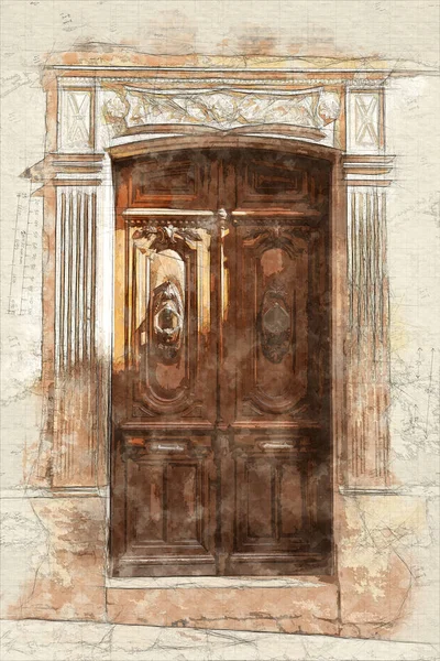 Old door engraving — Stock Photo, Image