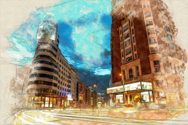 Callao Madrid pintura — Fotografia de Stock
