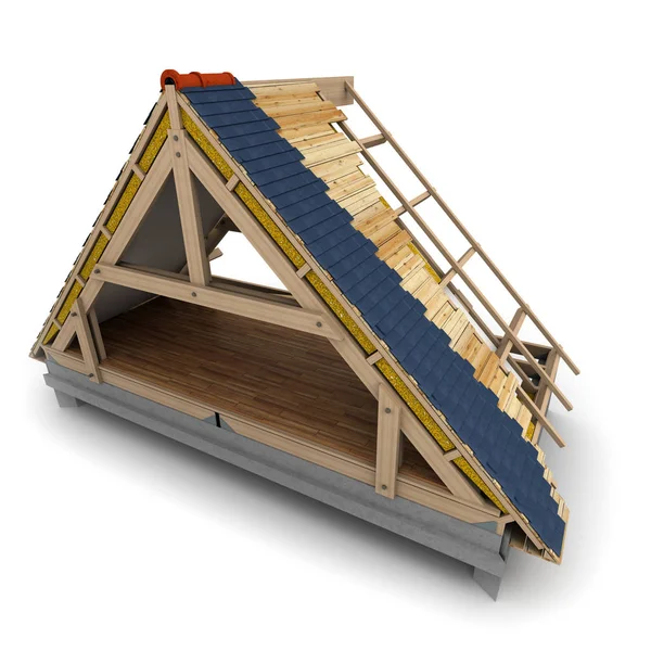 屋顶木制框架 — 图库照片