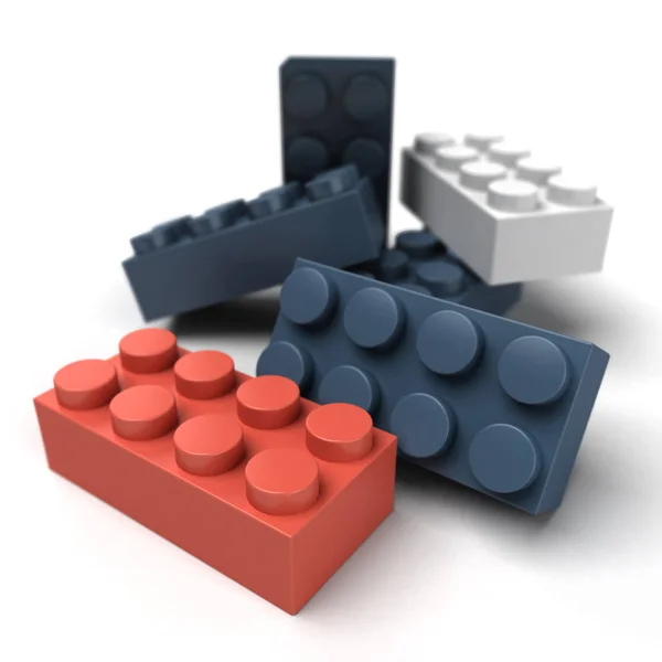 Bloki plastikowe czerwony niebieski zbliżenie — Zdjęcie stockowe