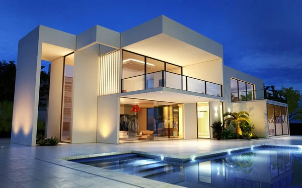 Elegante villa moderna con piscina — Foto Stock