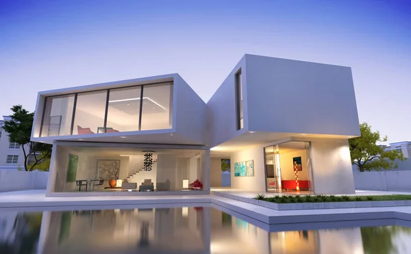 Modern house white — Stock Photo, Image