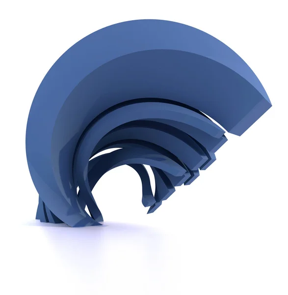 Abstrakte, blau gekrümmte Form — Stockfoto