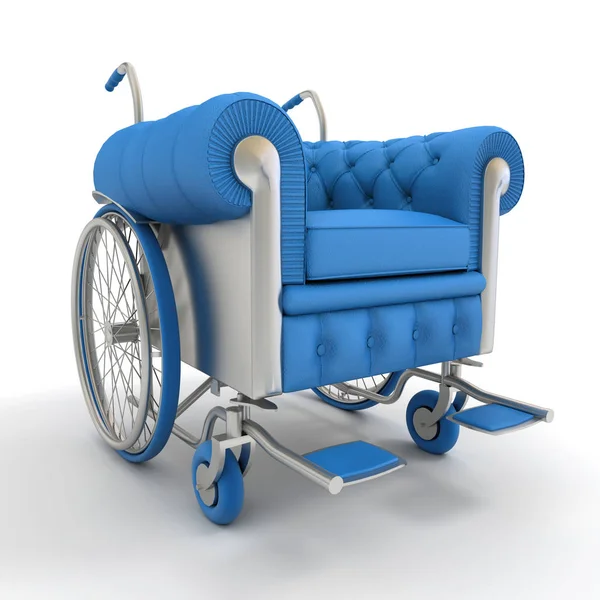 Blue Leather club wheelchair — Stock Photo, Image