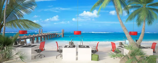 Oficina en la playa — Foto de Stock
