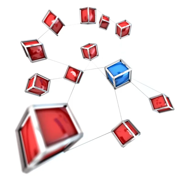 Connected cubes blue and red — Stock Photo, Image