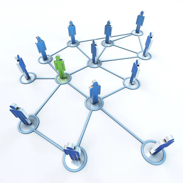 Kontakt nätverk grön och blå — Stockfoto