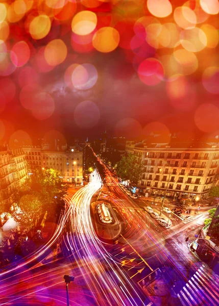 Madrid view with glittery hazy effect — Stock Photo, Image