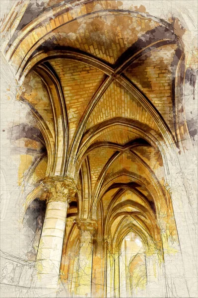 Notre Dame de Paris vault sketch — Stock Photo, Image